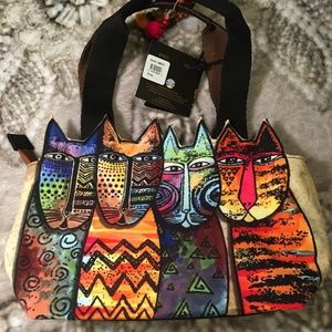 Laurel Burch Feline Clan Cutout Medium Canvas Tote